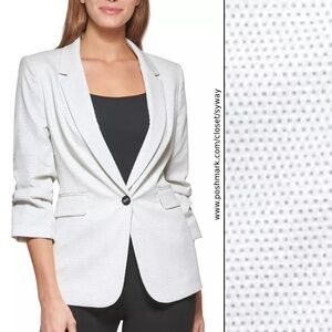 DKNY Dotted Ruched-Sleeve Blazer